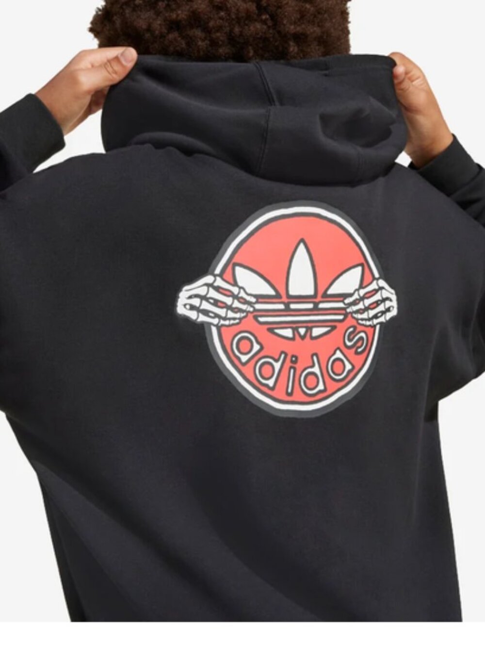 Adidas Originals Skeleton Fleece Hoodie Boys Girls Size M halloween Hoodie